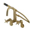 Aqua Vintage AE8457DX Wall Mount Clawfoot Tub Faucet, Brushed Brass AE8457DX